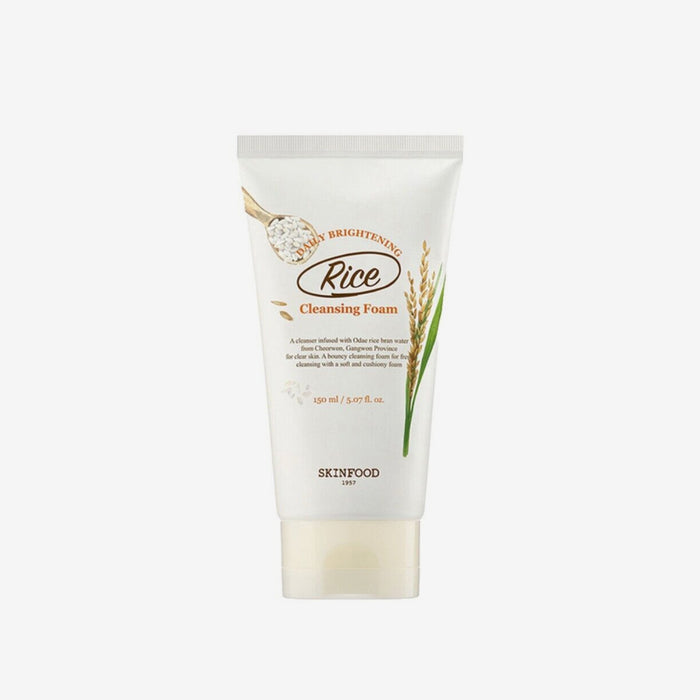 SKINFOOD Rice Daily Brightening Cleansing Foam asian authentic genuine original korean skincare montreal toronto calgary canada thekshop thekshop.ca natural organic vegan cruelty-free cosmetics kbeauty vancouver free shipping clean beauty routine skin makeup kpop stayz stan fandom photocard stray kids treasure ateez atiny dix30 brossard ddo st-bruno new store