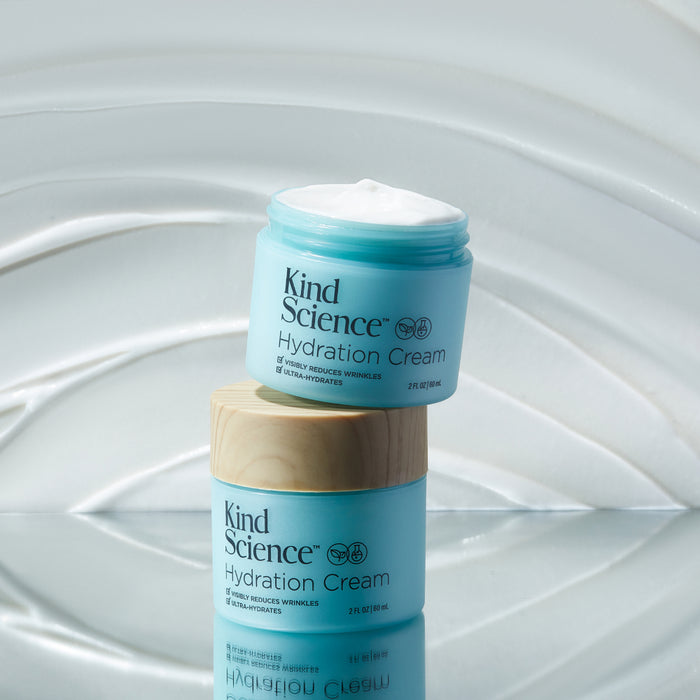Kind Science Hydration Cream product with lid removed