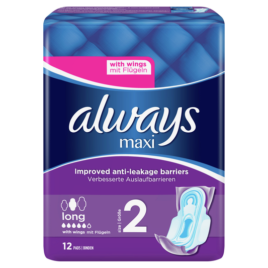 Always Maxi Pads Long with Wings 12 Pads
