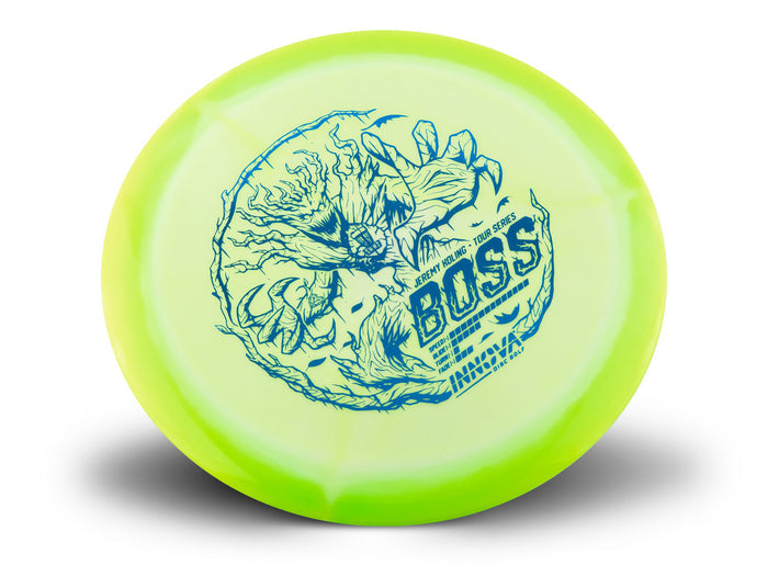 Innova Disc Golf Canada Jeremy Koling 2024 Tour Series Halo Star Boss INNOVA DISC GOLF CANADA	Boss	Distance Driver	Longer Lifespan	Good Fade	Smooth Release	Textured Surface