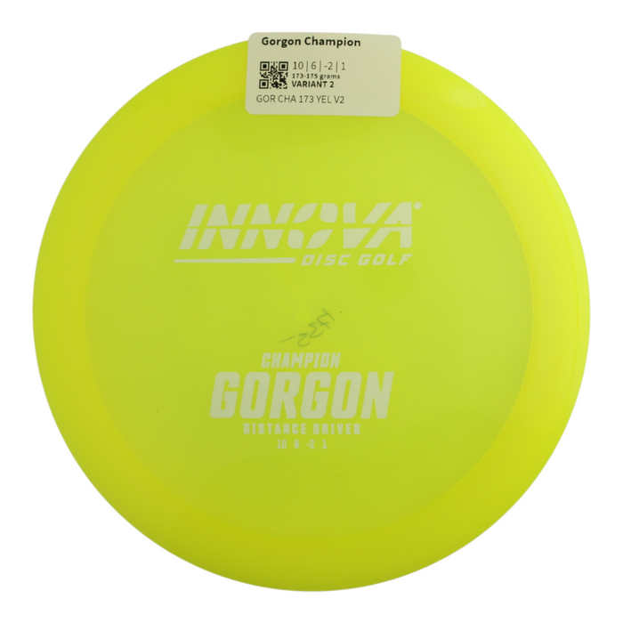 Champion	INNOVA DISC GOLF CANADA	Gorgon	Distance Driver	Firm grip	High durability	Stable flight path	Premium pricing	Resistant to scratches	Ideal for advanced players	10 / 6 / -2 / 1	Most Durable