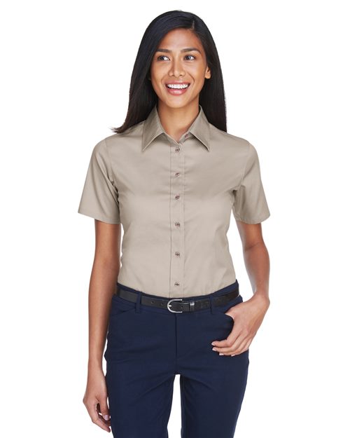 Harriton M500SW - Women's Easy Blend™ Short Sleeve Twill Dress Shirt with Stain-Release