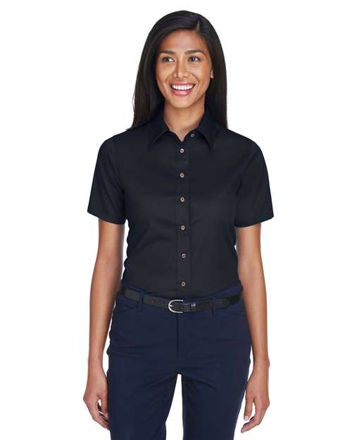 Harriton M500SW - Women's Easy Blend™ Short Sleeve Twill Dress Shirt with Stain-Release