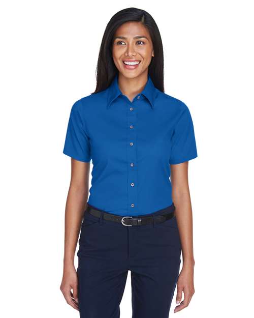 Harriton M500SW - Women's Easy Blend™ Short Sleeve Twill Dress Shirt with Stain-Release