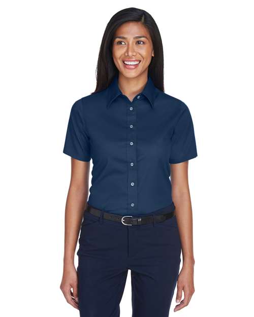 Harriton M500SW - Women's Easy Blend™ Short Sleeve Twill Dress Shirt with Stain-Release