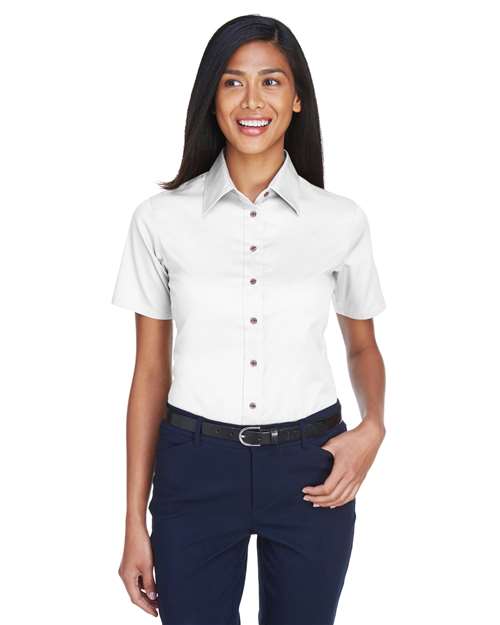 Harriton M500SW - Women's Easy Blend™ Short Sleeve Twill Dress Shirt with Stain-Release