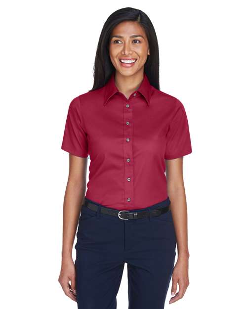 Harriton M500SW - Women's Easy Blend™ Short Sleeve Twill Dress Shirt with Stain-Release