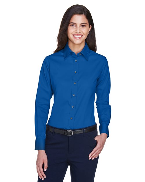 Harriton M500W - Women's Easy Blend™ Twill Dress Shirt with Stain-Release