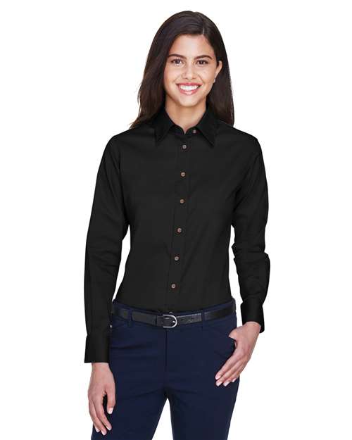 Harriton M500W - Women's Easy Blend™ Twill Dress Shirt with Stain-Release