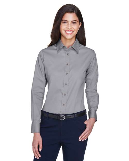 Harriton M500W - Women's Easy Blend™ Twill Dress Shirt with Stain-Release