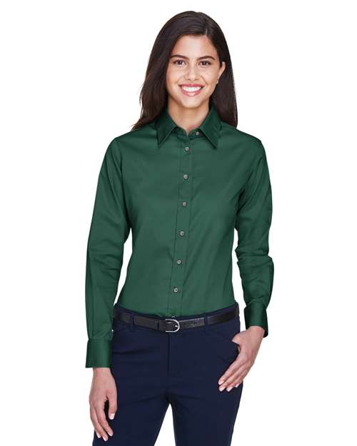 Harriton M500W - Women's Easy Blend™ Twill Dress Shirt with Stain-Release