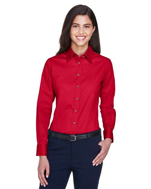 Harriton M500W - Women's Easy Blend™ Twill Dress Shirt with Stain-Release