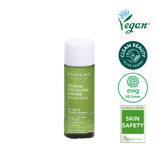 [MARY&MAY] Vegan CICA Tea Tree AHA PHA Blemish Toner - 30ml [Miniature]-Luxiface.com
