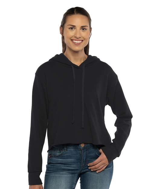 Next Level 9384 - Women's Laguna Sueded Raw Edge Crop Hoodie Sweatshirt