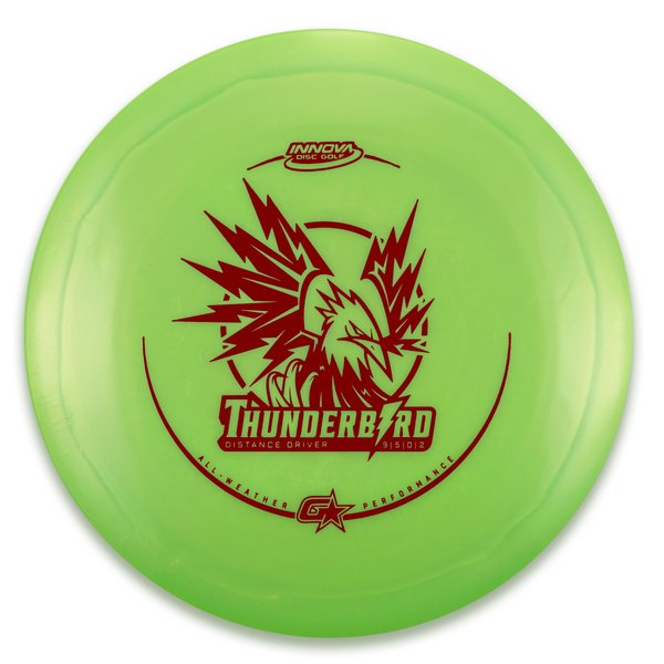 innova Disc Golf Canada Champion Thunderbird 	Impact Resistant	good soft Grip	Reliable Control	Fade Hold overstable No turn good glide