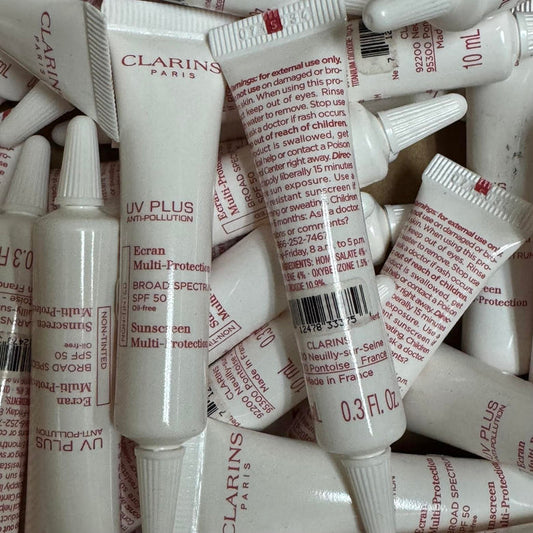 WHOLESALE CLARINS UV PLUS ANTI-POLLUTION SUNSCREEN MULTI-PROTECTION NON-TINTED 0.3 OZ - 100 PIECE LOT